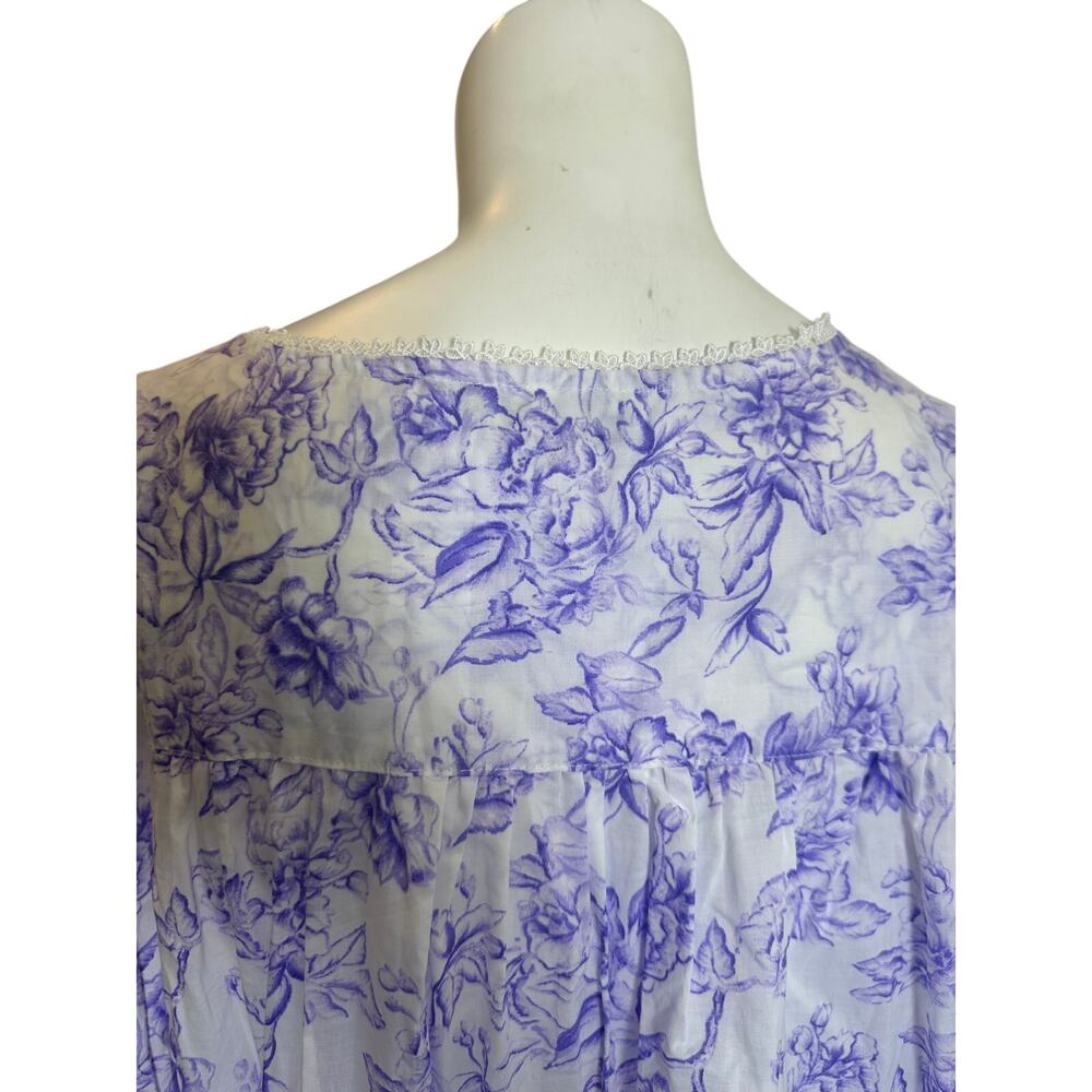 Eileen West Nightgown M NWT 100% Cotton Lavender Floral Lace Trim Ballet Gown - Picture 6 of 15